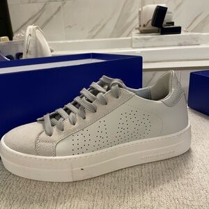 P44 Cothea-W Coyote Gray and White Casual Sneakers sz 36 New in box